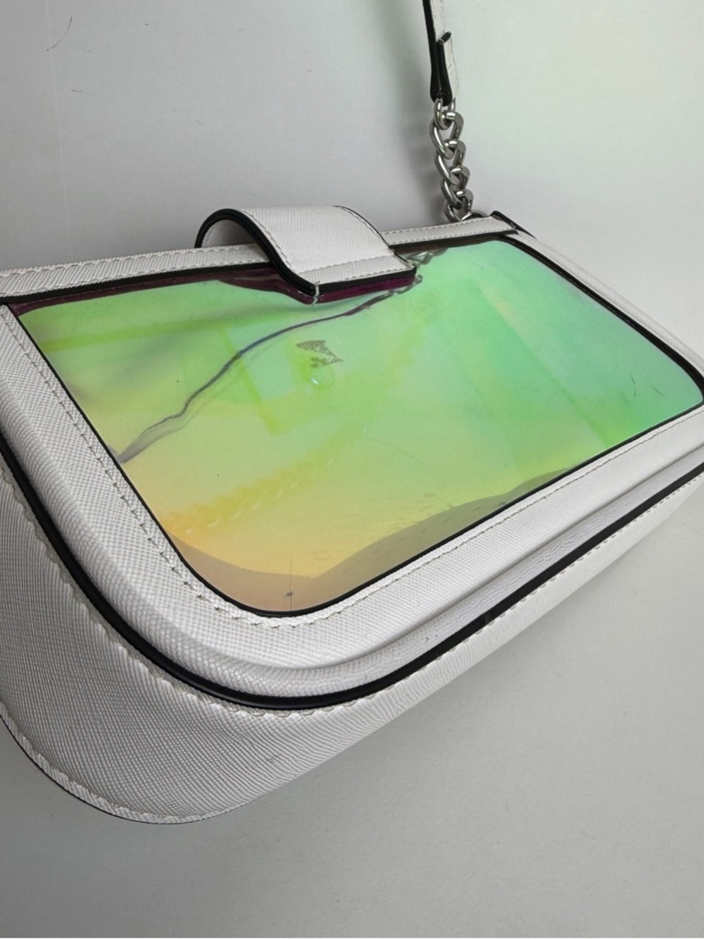 ALDO White Shoulder Bag with Iridescent Front Panel - Picture 8 of 13